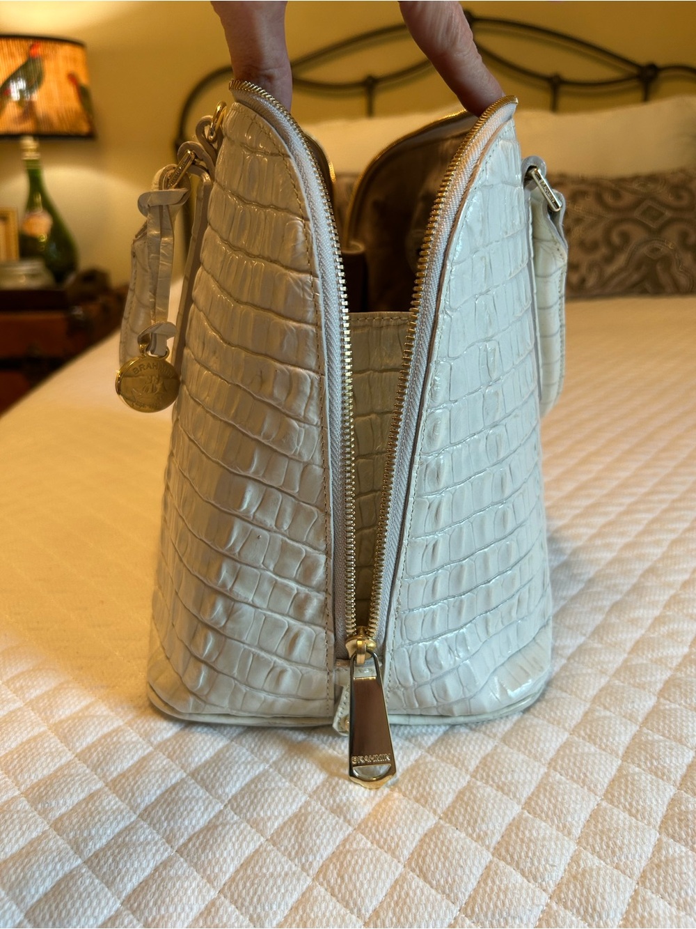 NWT Brahmin Vivian Satchel in Macaroon La Scala Embossed Leather - Picture 2 of 12